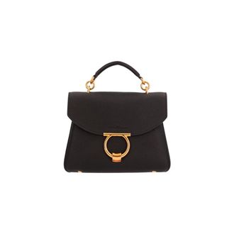 Ferragamo Gancini Ornament Handbag - female - Ferragamo - Handbags - Black - ONE SIZE - Bags
