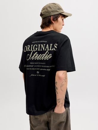 Jack & Jones Kurzarmshirt JACK & JONES JORNORREBRO TYPO TEE SS CREW NECK NOOS, Herren, Gr. XXL, schwarz print:ss 26, Jersey, Obermaterial: 100% Baumwolle, bedruckt