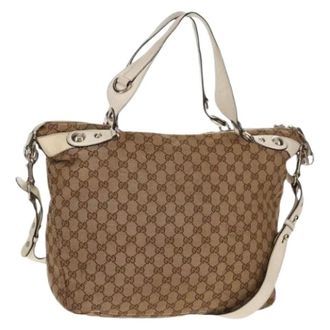 Gucci Pre-owned Handbags, female, Beige, Size: ONE SIZE Pre-owned Canvas Handbag