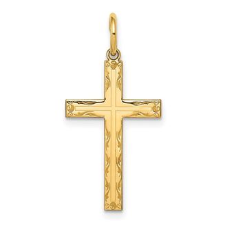 Diamond2Deal 14k Yellow Gold Laser Designed Cross Pendant