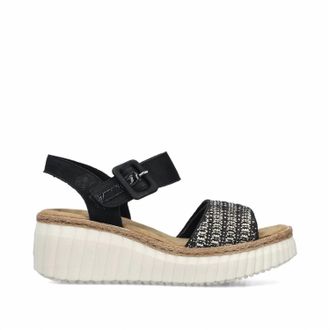 Rieker Womens Wedge Sandal In Black