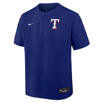 Nike Texas Rangers Authentic Collection Nike Mens Dri-FIT MLB 1/4-Zip Short-Sleeve Windshirt in Blue | 04HF0EXFTER-Q9T