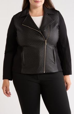 Anne Klein Asymmetric Moto Jacket in Anne Black at Nordstrom, Size 3X