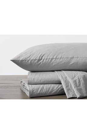 Coyuchi Crinkled Organic Cotton Percale Sheet Set in Pewter at Nordstrom, Size California King