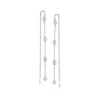 Ross-Simons Diamond Station Threader Earrings in Sterling Silver