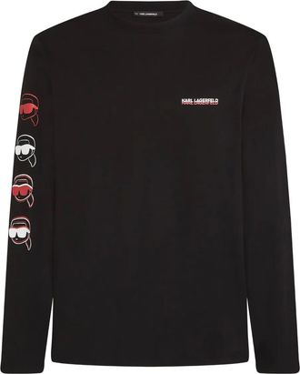 Karl Lagerfeld T-shirt Ikon in cotone con maniche lunghe - Nero