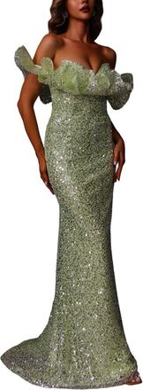 Terani Couture Embellished 3D Ruffle Dress