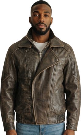 Infinity Leather Mens Brown Cow Leather Biker Blouson Jacket - Bomber