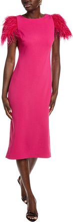 Badgley Mischka Feather Shoulder Cocktail Dress
