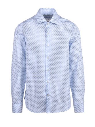 Ghirardelli White Blue Patterned Shirt