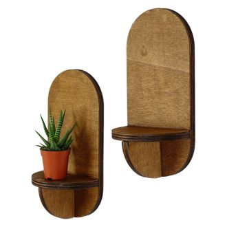 Dmora Estante Buccheri, 2 Niveles, Set De 2, Tono Estructura Natural, 13x9x26h Cm Marr&oacute;n Natural