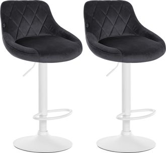 Clp Set De 2 Taburetes Lazio En Terciopelo Gris Oscuro Blanco