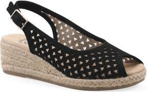 White Mountain Maize II Espadrille Wedge Sandal in Black/smooth at Nordstrom Rack, Size 6.5