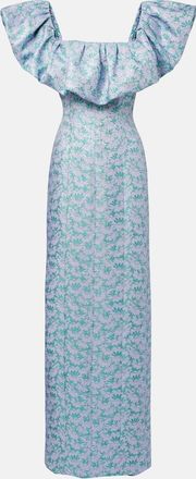 Markarian Abito lungo Rowan in broccato con stampa floreale