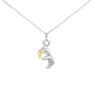 House of Brilliance 14K Yellow Gold Plated Sterling Silver Diamond Accent Mom and Child Pendant Necklace at Nordstrom