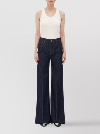 Bottega Veneta high-rise wide-leg jeans contrast stitching