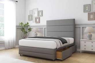 Sloomy Monaco Dumfries Divan Set 2 Drawers-54 Headboard-Footboard in Light Grey | Size: King