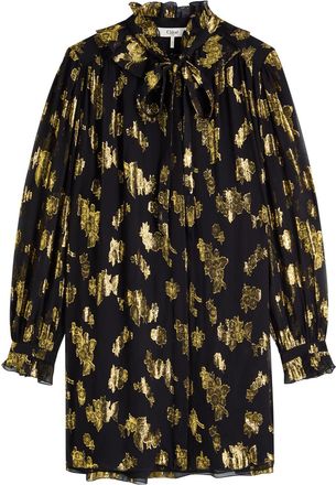 Chlo&eacute; Metallic Floral-jacquard Silk-blend Mini Dress - Black - 42 (UK14 / L)