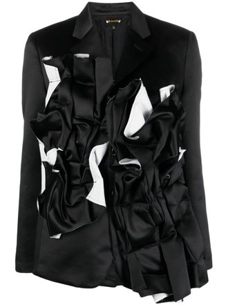 Comme Des Garçons satin ruched-panel blazer - Black