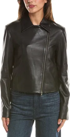 Vince Classic Leather Zip Front Jacket