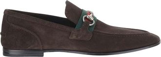 Gucci Dark Brown Stripes Web Loafers