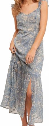 Hem & Thread Everleigh Chiffon Midi Dress In Dusty Blue