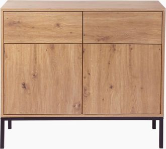 Calicosy Cómoda 2 Puertas 2 Cajones Decoración Roble - L90 x H80 cm