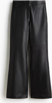 H&M Bootcut-Hose aus Leder - Schwarz