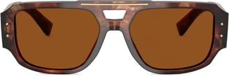 Dolce & Gabbana Eyewear Occhiali da sole con placca logo - Marrone