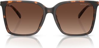 Michael Kors Canberra 56mm Polarized Square Sunglasses in Tortoise /Brown Polar at Nordstrom