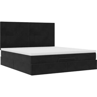 vidaXL Vidaxl - Estructura De Cama Otomana Colchones Terciopelo Negra 180x200cm