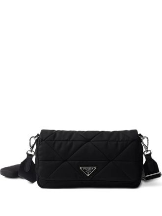 Prada stitching padded shoulder bag - women - Recycled Polyester - OS - Black