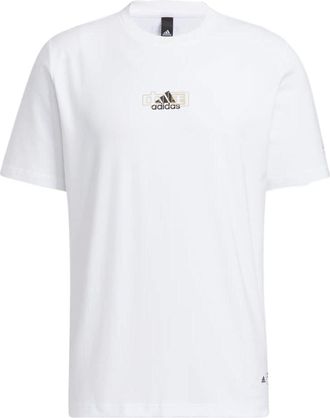 adidas Solid Color Logo Breathable Round Neck Short Sleeve White HS4385