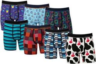 Unsimply Stitched 7-Pack Assorted Stretch Cotton Boxer Briefs in Blue/White Multi at Nordstrom Rack, Size Xx-Large
