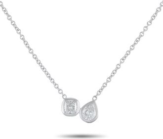 Luxury Bazaar 18K White Gold 1.0ct Diamond Pendant Necklace ANK-20672