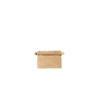Jacquemus Tassen, Dames, Beige, ONE Size, Katoen, Kleine Rond Carr&eacute; Clutch