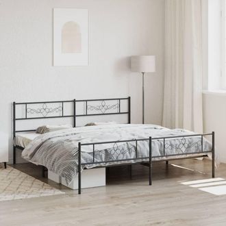 vidaXL Estructura Cama Sin Colch&oacute;n Con Estribo Metal Negro 180x200 Cm Vidaxl