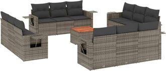 vidaXL Set Sof&aacute;s De Jard&iacute;n Con Cojines 13 Piezas Rat&aacute;n Sint&eacute;tico Gris Vidaxl