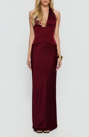 Princess Polly In a Trance Corset Halter Gown in Red at Nordstrom, Size 10