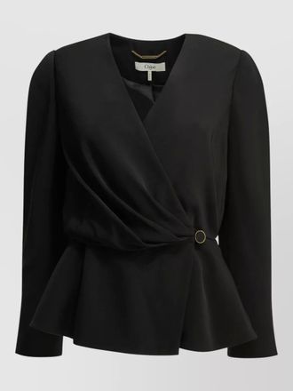 Chlo&eacute; draped top gold tone hardware peplum