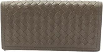Bottega Veneta Vintage, unisex, Grijs, ONE Size, Leer, Pre-owned Long wallet (bi-fold)