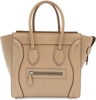 Celine Beige Leather Handbag Tote Bag (Pre-Owned)