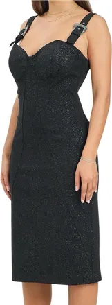 Versace Jeans Couture Sheath Dress With Bustier Neckline And Decorative Buckles