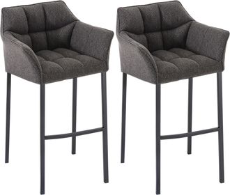 Clp Clp - Set De 2 Taburete De Bar Damaso En Tela Con Base De 4 Patas Gris Titanio Negro
