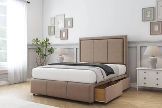 Comfort Beds Savoy Plush Divan Base 2 Drawers - 26 Headboard-Footboard in Taupe | Size: Super King