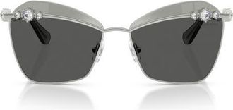 Swarovski 57mm Butterfly Sunglasses in Silver /Grey Tampo Silver at Nordstrom