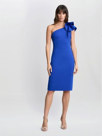 Gina Bacconi Womens Valentina Asymmetric Dress With Frill Sleeve - Blue - Size 12 UK