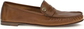 Versace Brown Calf Leather Bos Taurus Slip-On Mens Loafers