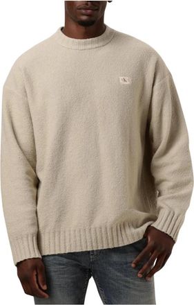 Calvin Klein Boucle Boxy Trui - Heren - Ronde hals truien - Beige - XL - Truien & Vesten
