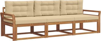 vidaXL Conjunto De Sof&aacute;s De Exterior 3 Uds. Natural Y Beige Vidaxl